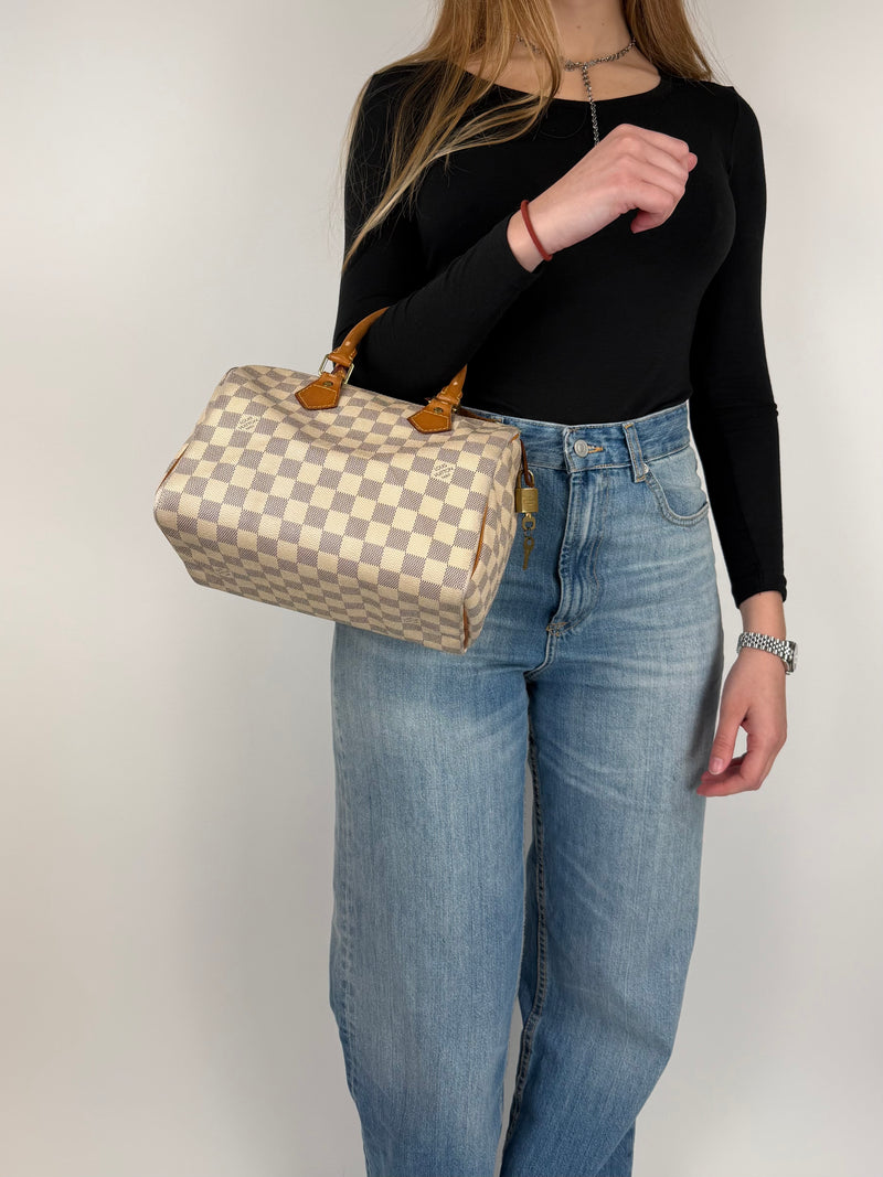 Louis Vuitton Speedy 25 Damier Azur - worn